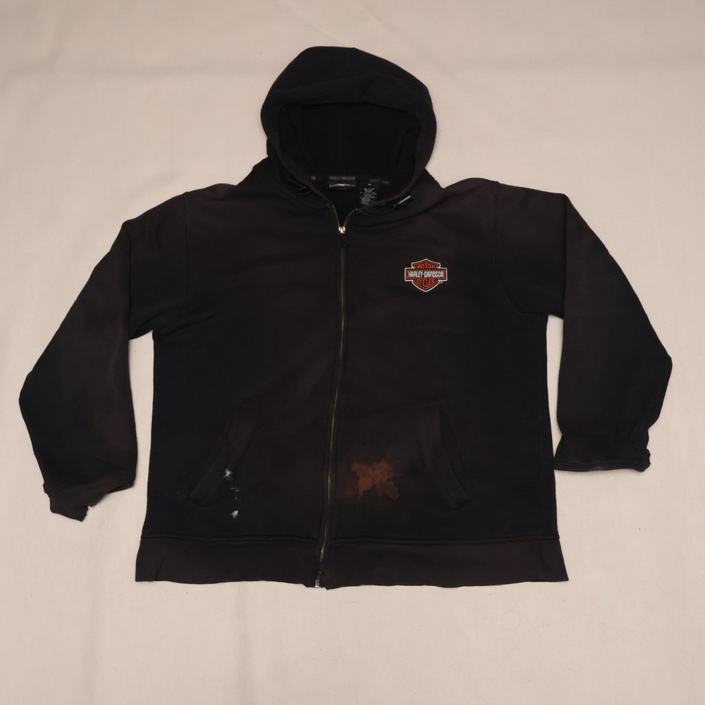 Harley Davidson Hoodie Mens M Eagle V-Twin Power Full Zip Distressed Biker